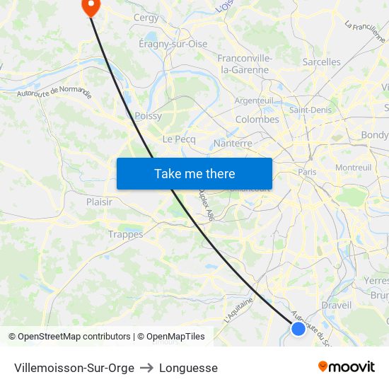 Villemoisson-Sur-Orge to Longuesse map