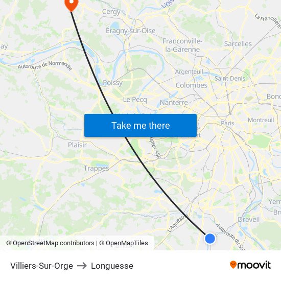 Villiers-Sur-Orge to Longuesse map