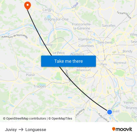 Juvisy to Longuesse map