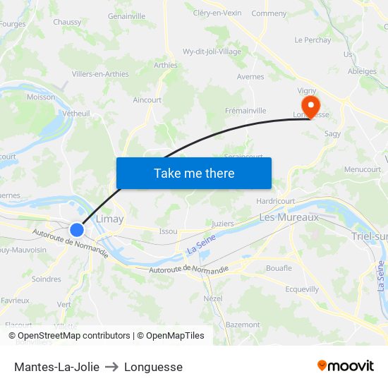 Mantes-La-Jolie to Longuesse map