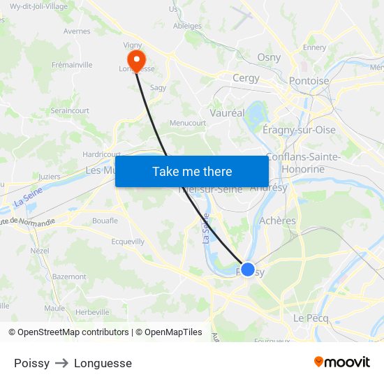 Poissy to Longuesse map