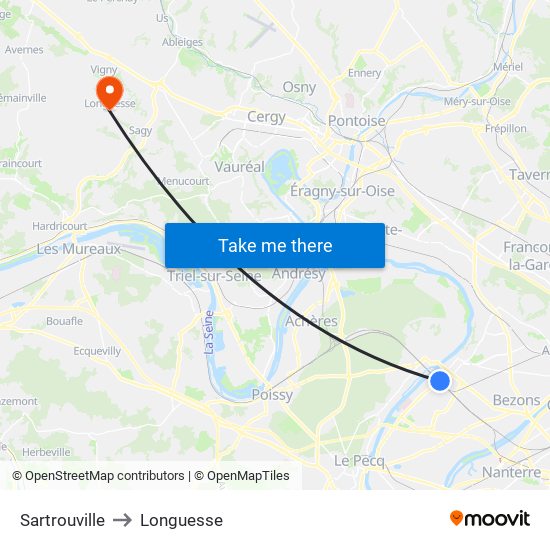 Sartrouville to Longuesse map