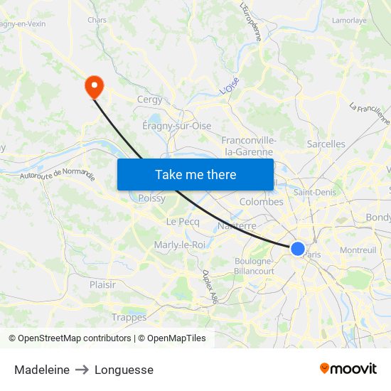 Madeleine to Longuesse map