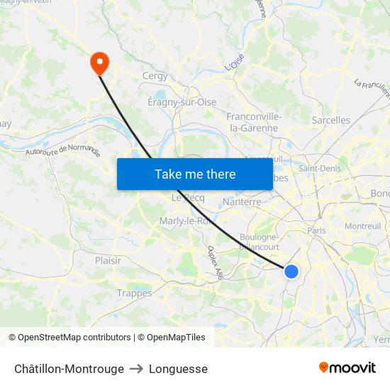 Châtillon-Montrouge to Longuesse map