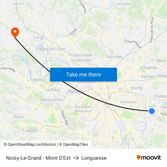 Noisy-Le-Grand - Mont D'Est to Longuesse map