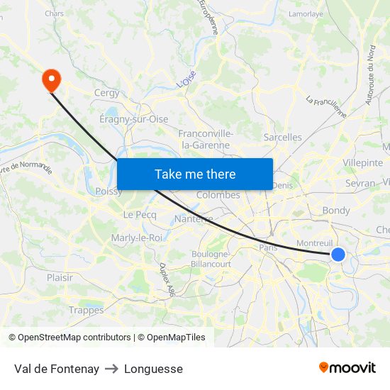 Val de Fontenay to Longuesse map