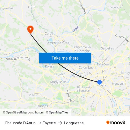 Chaussée D'Antin - la Fayette to Longuesse map