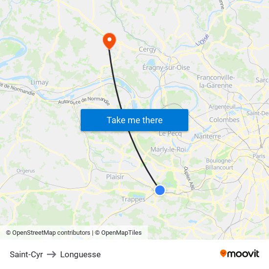 Saint-Cyr to Longuesse map