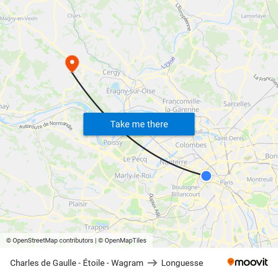 Charles de Gaulle - Étoile - Wagram to Longuesse map