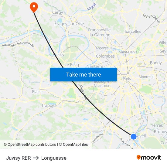 Juvisy RER to Longuesse map