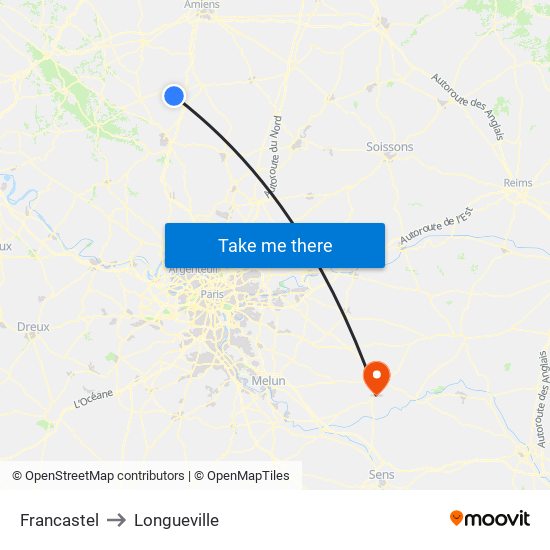 Francastel to Longueville map