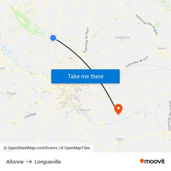 Allonne to Longueville map
