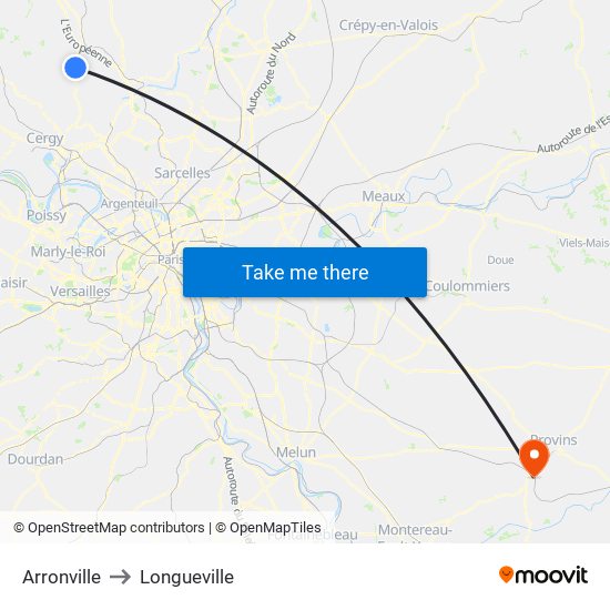 Arronville to Longueville map