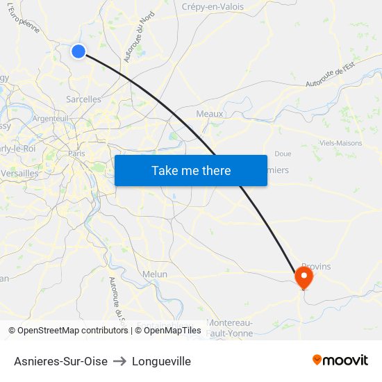 Asnieres-Sur-Oise to Longueville map