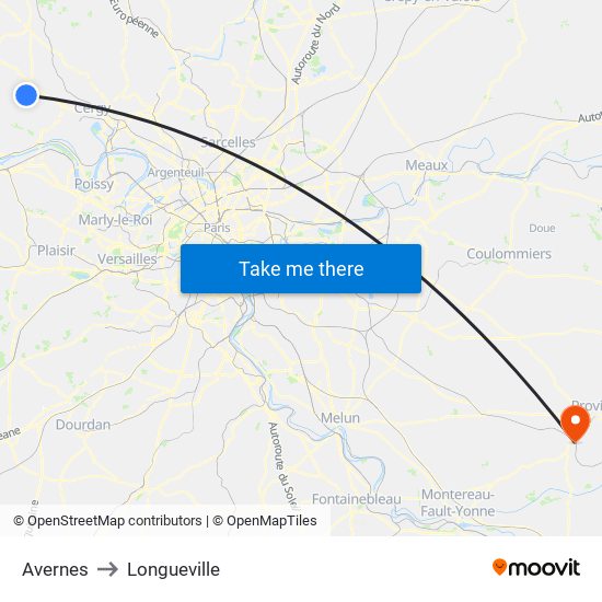 Avernes to Longueville map