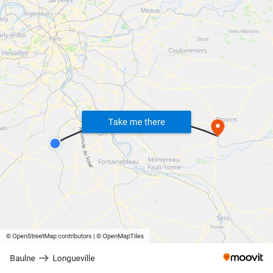 Baulne to Longueville map