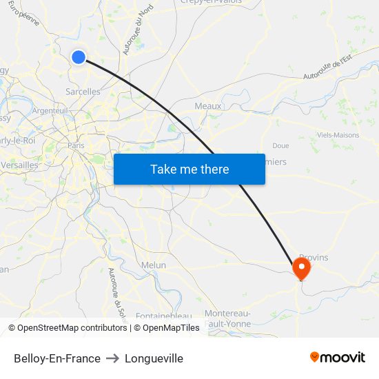 Belloy-En-France to Longueville map