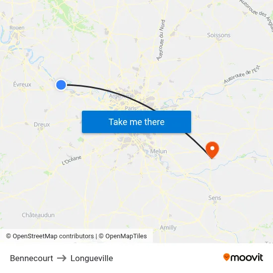 Bennecourt to Longueville map