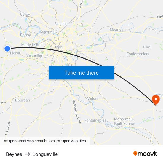 Beynes to Longueville map