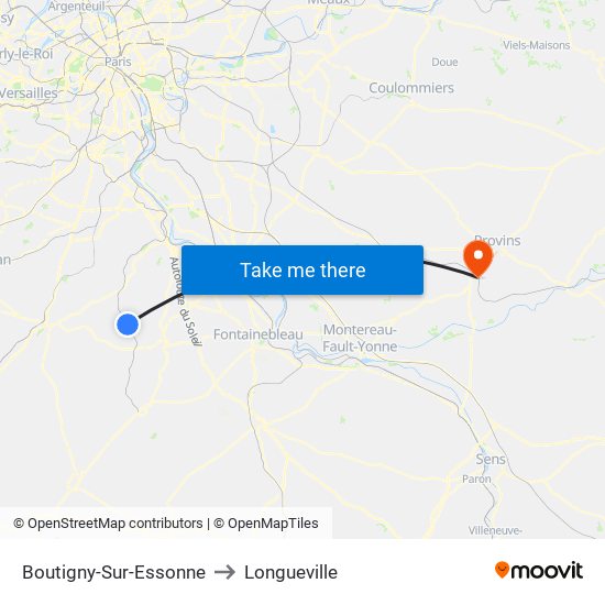 Boutigny-Sur-Essonne to Longueville map