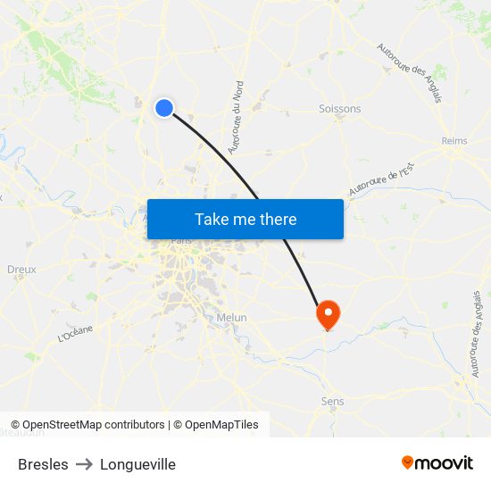 Bresles to Longueville map