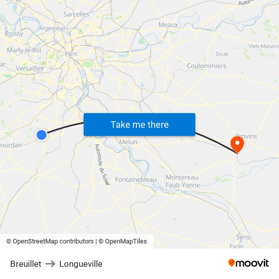 Breuillet to Longueville map