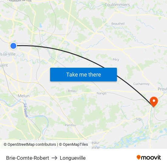 Brie-Comte-Robert to Longueville map