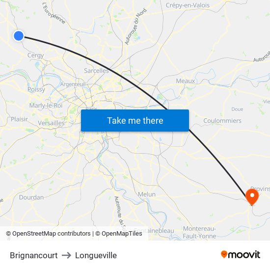 Brignancourt to Longueville map