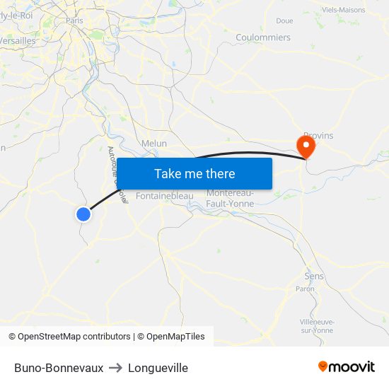 Buno-Bonnevaux to Longueville map