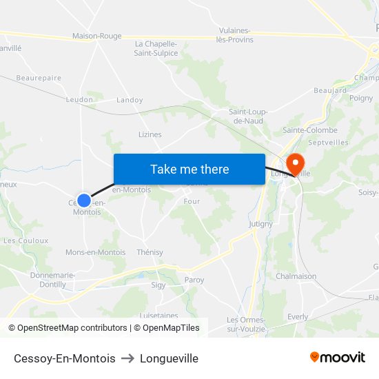 Cessoy-En-Montois to Longueville map