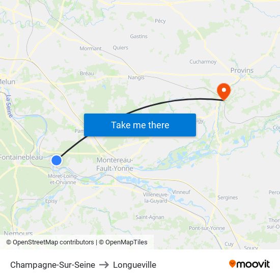 Champagne-Sur-Seine to Longueville map