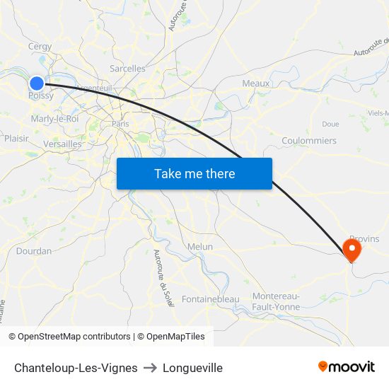 Chanteloup-Les-Vignes to Longueville map