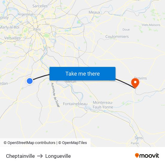 Cheptainville to Longueville map