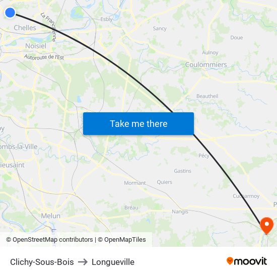 Clichy-Sous-Bois to Longueville map
