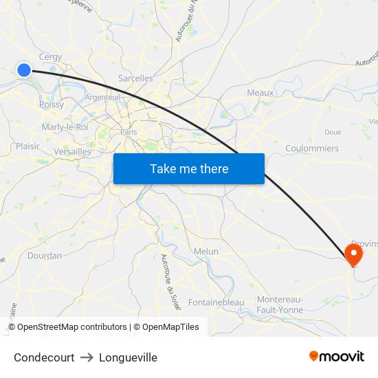 Condecourt to Longueville map