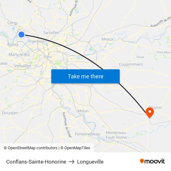 Conflans-Sainte-Honorine to Longueville map