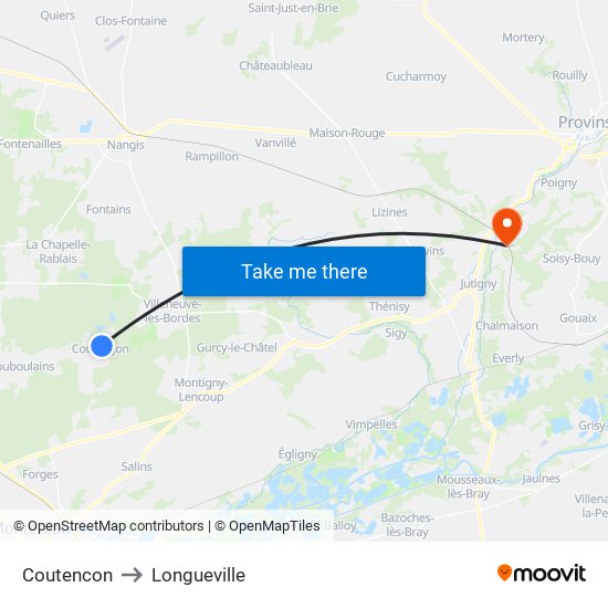 Coutencon to Longueville map