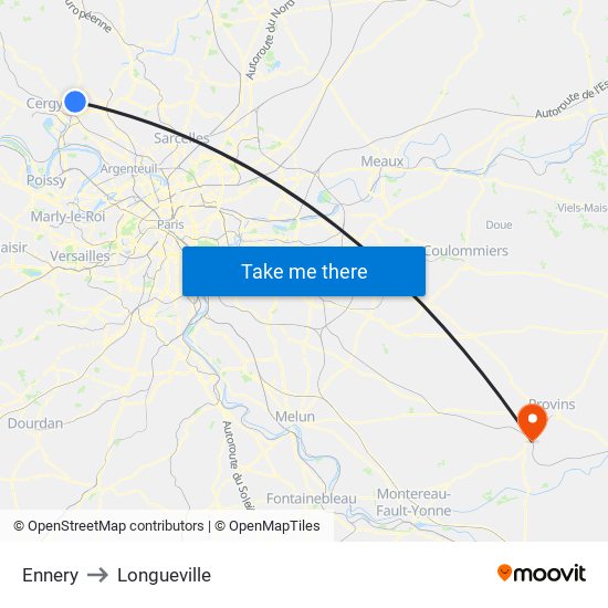 Ennery to Longueville map