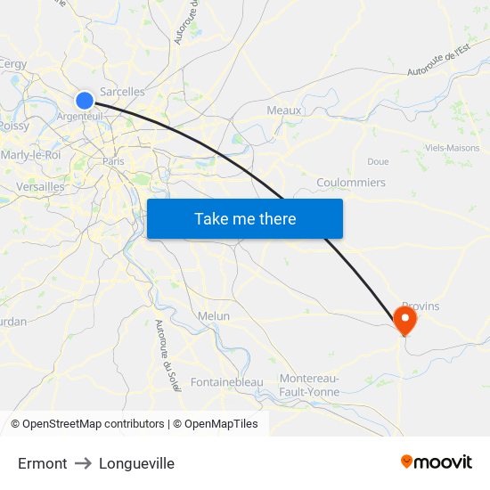 Ermont to Longueville map