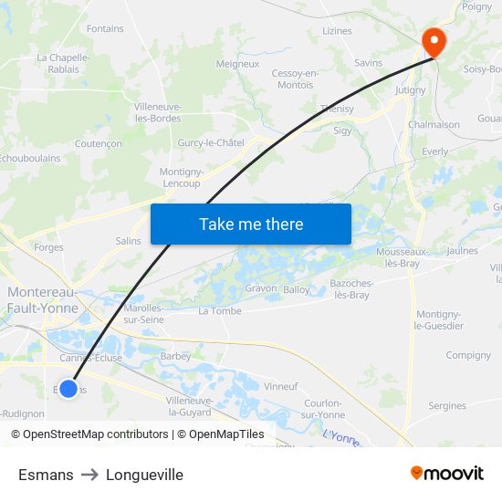 Esmans to Longueville map