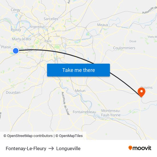 Fontenay-Le-Fleury to Longueville map
