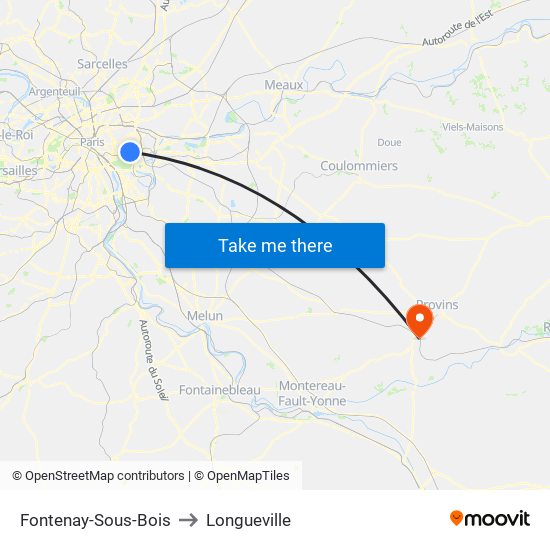 Fontenay-Sous-Bois to Longueville map