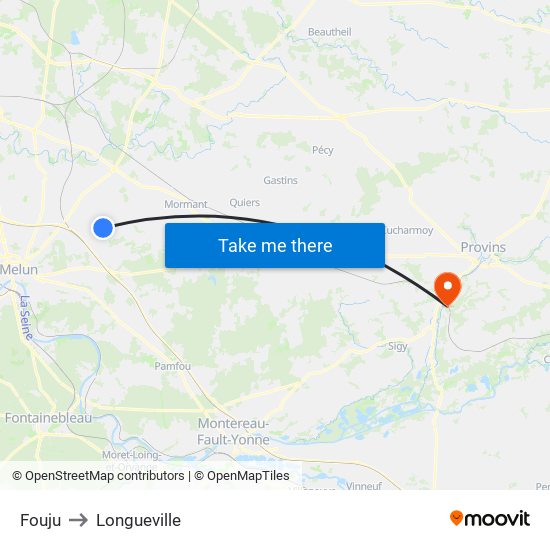Fouju to Longueville map