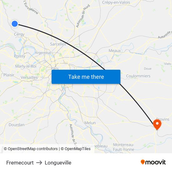 Fremecourt to Longueville map