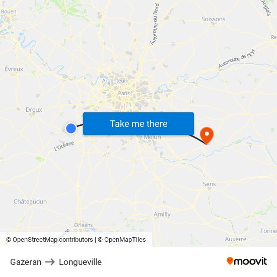 Gazeran to Longueville map