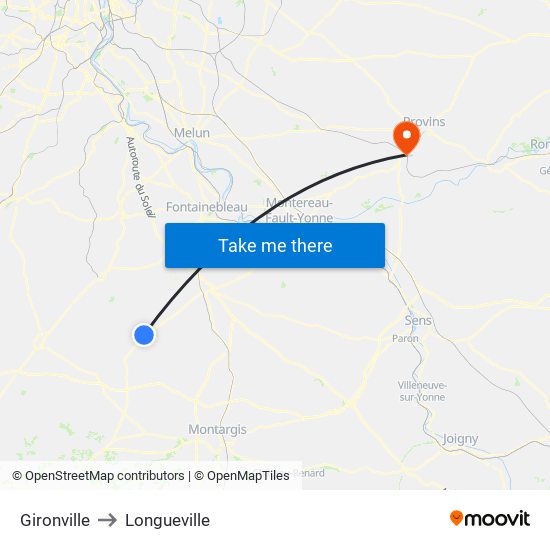 Gironville to Longueville map