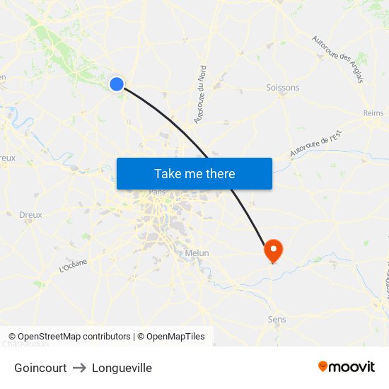 Goincourt to Longueville map