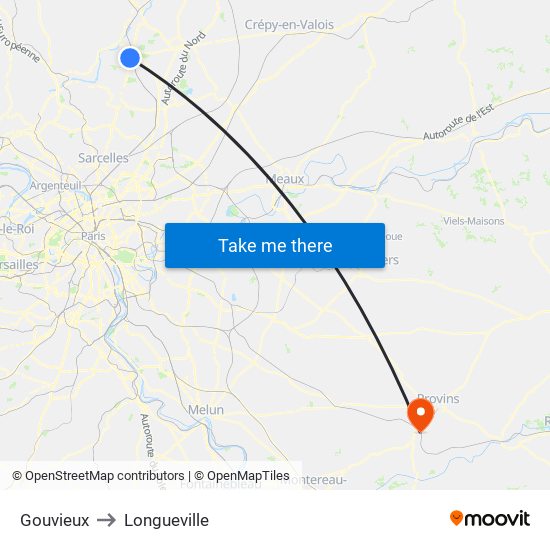 Gouvieux to Longueville map