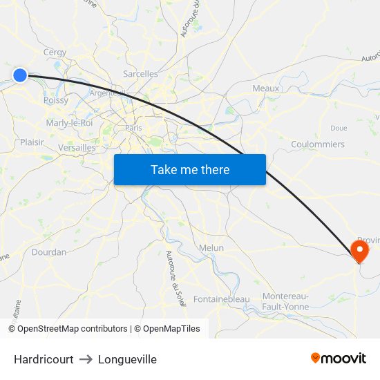 Hardricourt to Longueville map