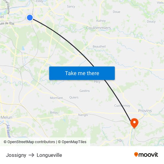 Jossigny to Longueville map